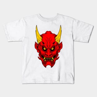 oni mask with gold horn Kids T-Shirt